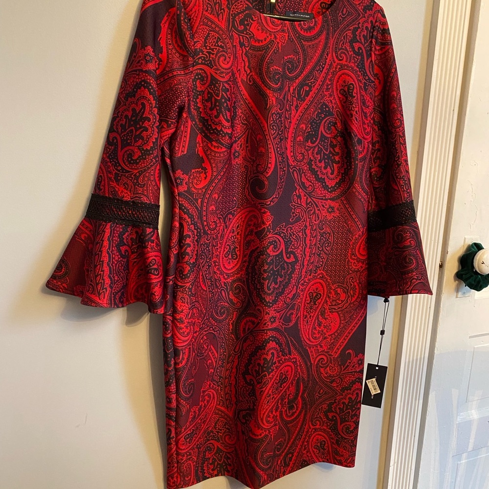 Tommy Hilfiger Red Bell-Sleeved Sheath Dress